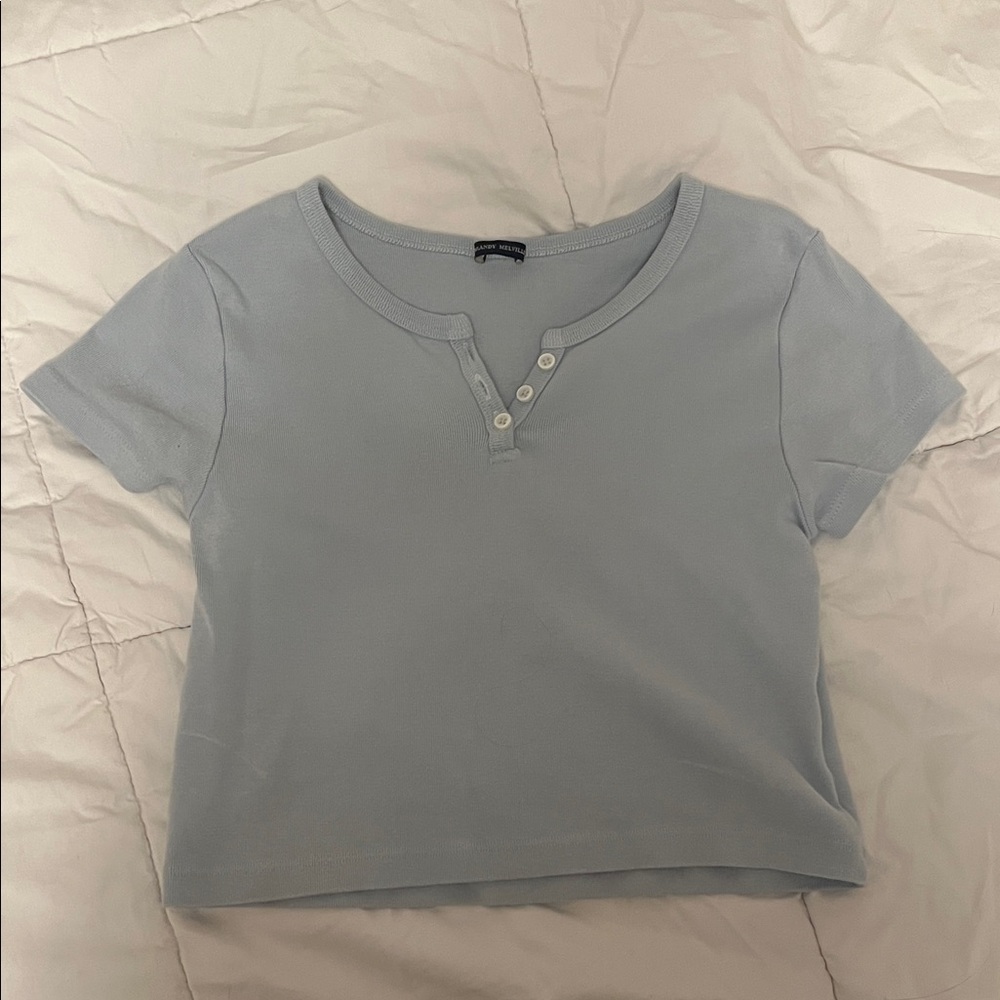 Brandy Melville Sky Blue Short Sleeve Henley